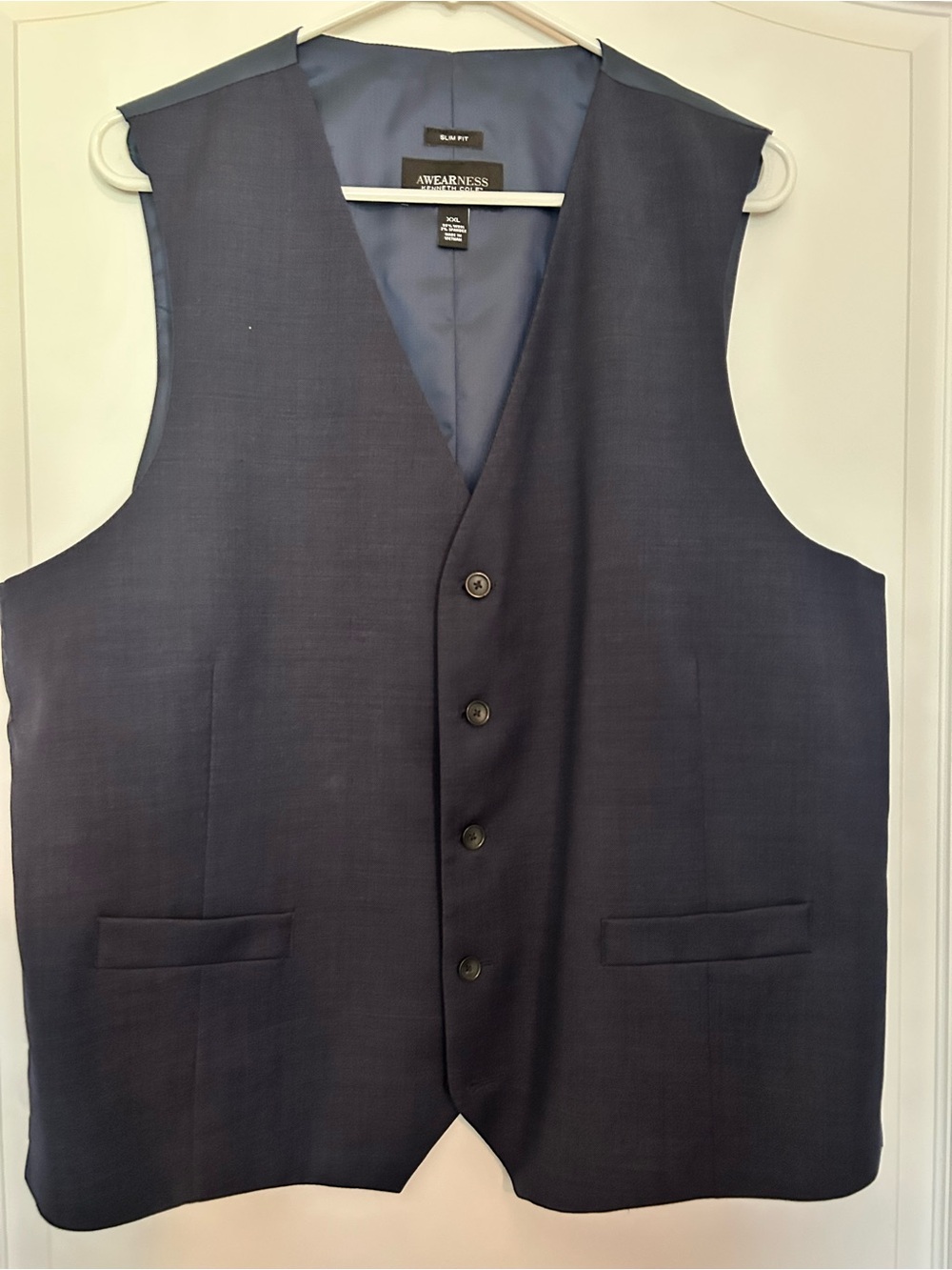 Kenneth Cole Men's Wool Dark Navy Dress Vest Sz XXL